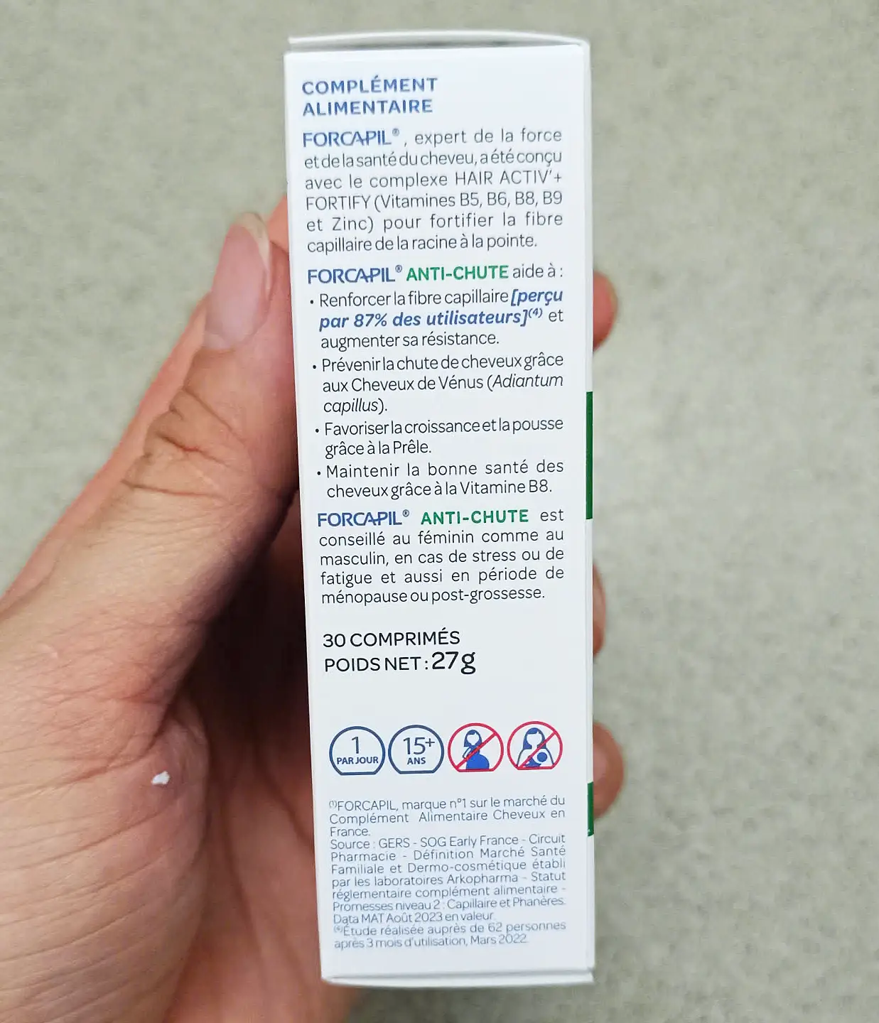 Viên uống mọc tóc Arkopharma Forcapil Anti-Chute 30 viên của Pháp Viên Uống Giảm Rụng Tóc, Hói Đầu Arkopharma Forcapil Anti Chute 30 Viên
