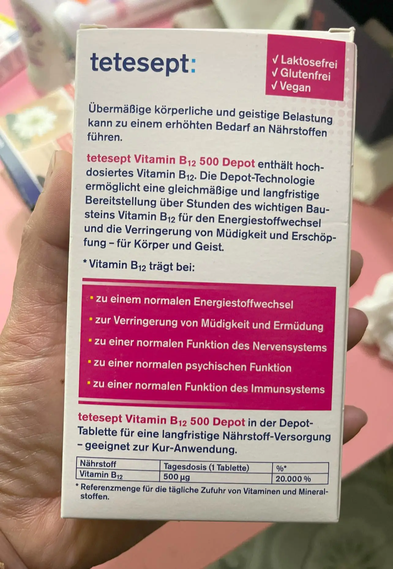 Viên uống Tetesept Vitamin B12 500 Depot 30 viên của Đức Viên Uống Tetesept Vitamin B12 Depot 500