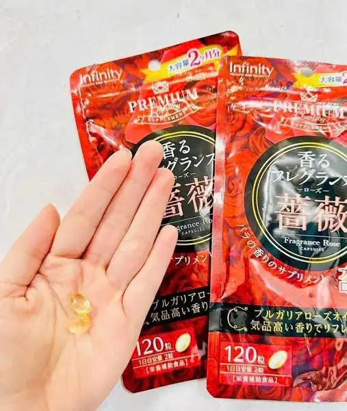 Viên uống thơm cơ thể Infinity Premium Fragrance Rose 120 viên của Nhật Bản Viên hoa hồng thơm cơ thể Infinity Premium 120 viên