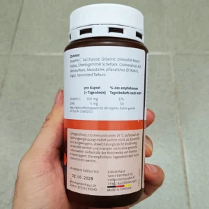 Viên uống Sanct Bernhard Vitamin C + Zink bổ sung vitamin C và kẽm 180 viên của Đức
