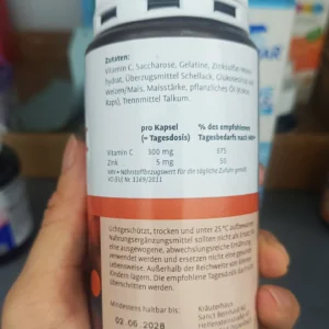 Viên uống Vitamin C Zink Sanct Bernhard 180 viên của Đức Viên uống Sanct Bernhard Vitamin C + Zink chống lão hóa