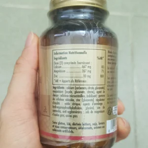 Viên uống Solgar Calcium Magnesium Plus Zinc bổ sung canxi, magie và kẽm 100 viên của Pháp