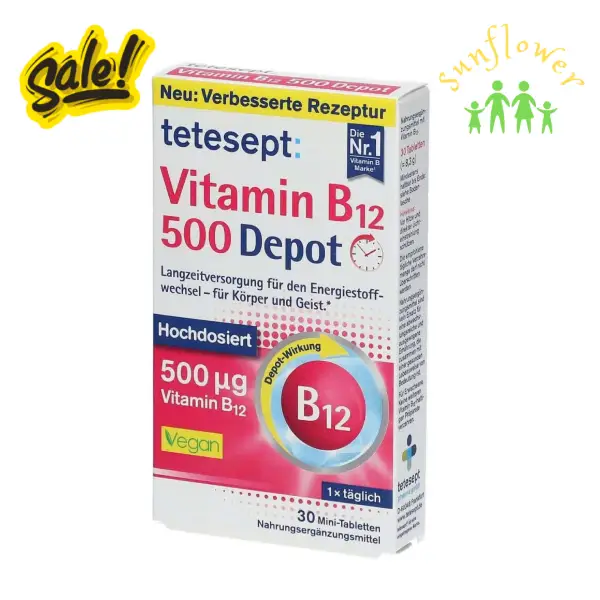 Viên uống Tetesept Vitamin B12 500 Depot 30 viên của Đức Viên uống Tetesept Vitamin B12 500 Depot 30 viên của Đức