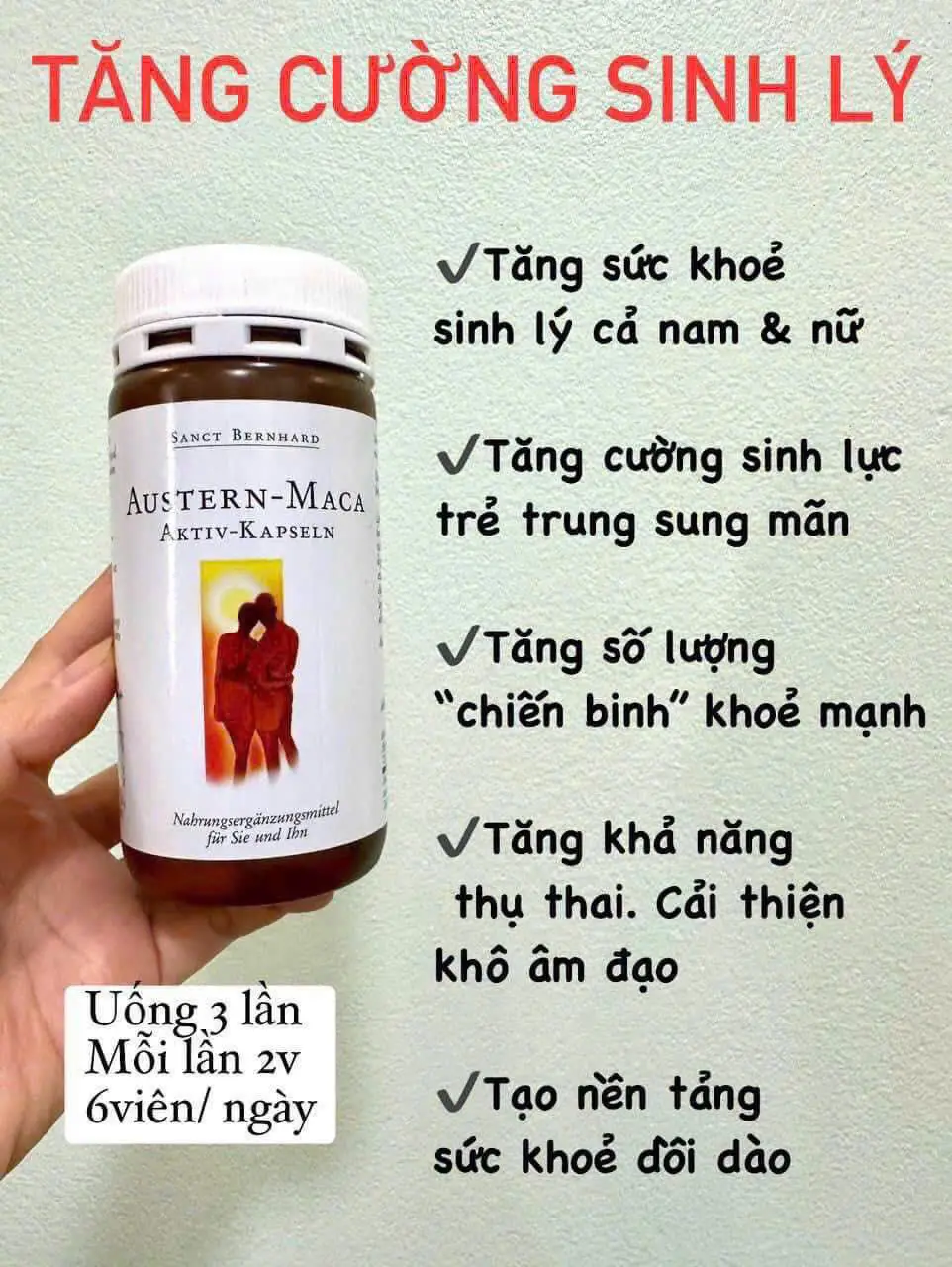Viên uống tinh chất hàu Austern Maca Sanct Bernhard 120 viên của Đức Viên uống tăng cường sinh lý Austern Maca Sanct Bernhard 120 viên