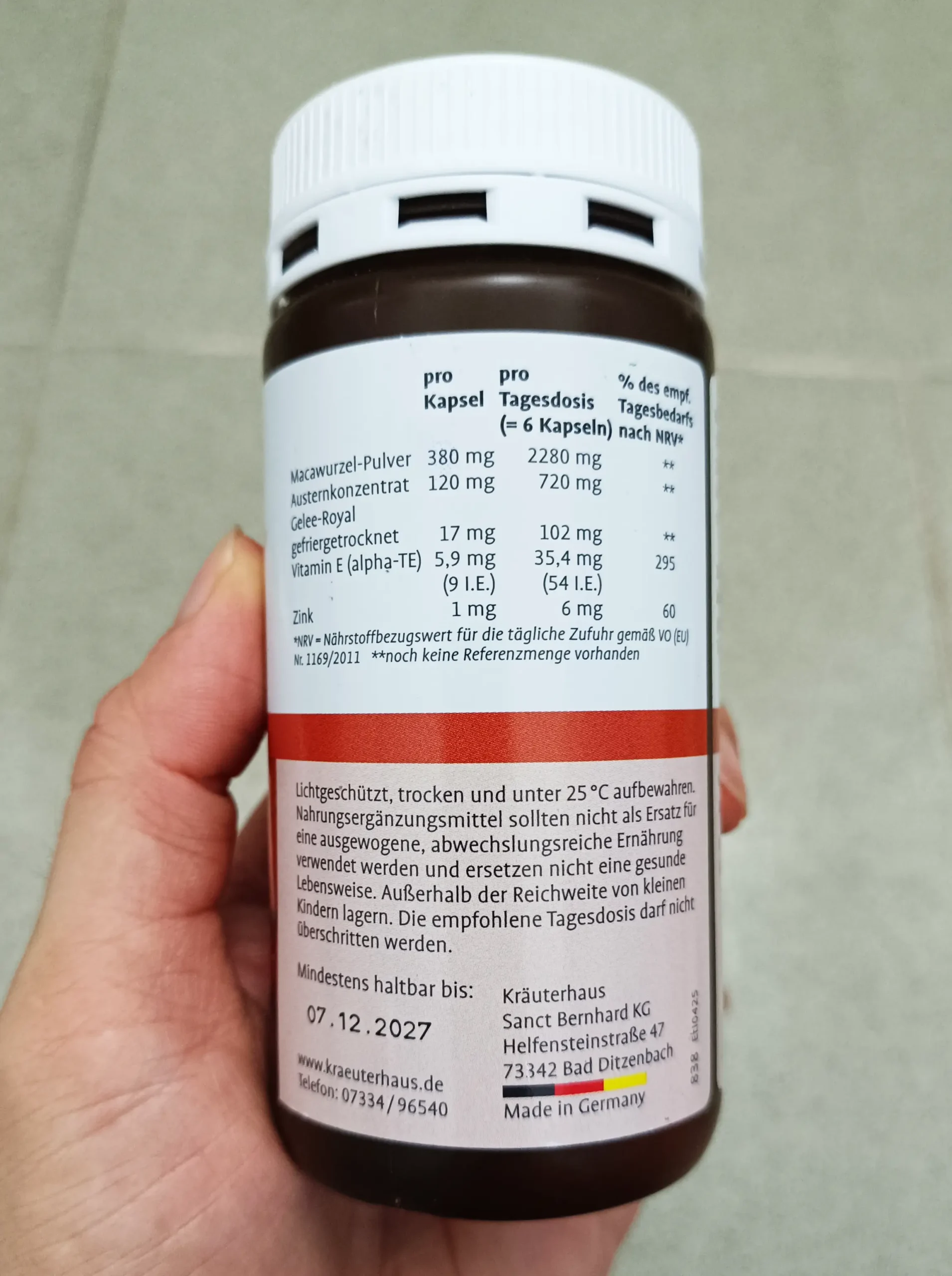 Viên uống tinh chất hàu Austern Maca Sanct Bernhard 120 viên của Đức Viên uống tinh chất hàu Sanct Bernhard Austern Maca Aktiv Kapseln 120 viên của Đức