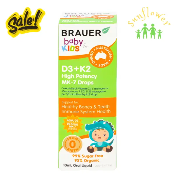 Brauer Baby Kids D3 + K2 High Potency MK-7 Drops 10ml của Úc Brauer Baby Kids D3 + K2 High Potency MK-7 Drops 10ml của Úc