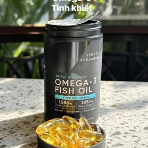Dầu cá Sports Research Triple Strength Omega 3 Fish Oil 1250mg 150 viên Của Mỹ Dầu cá SR Triple Strength Omega-3 Fish Oil 150 viên của Mỹ