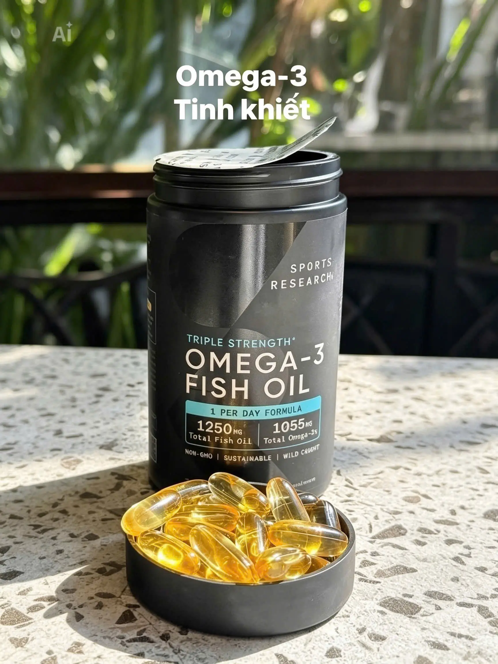 Dầu cá Sports Research Triple Strength Omega 3 Fish Oil 1250mg 150 viên Của Mỹ Dầu cá SR Triple Strength Omega-3 Fish Oil 150 viên của Mỹ