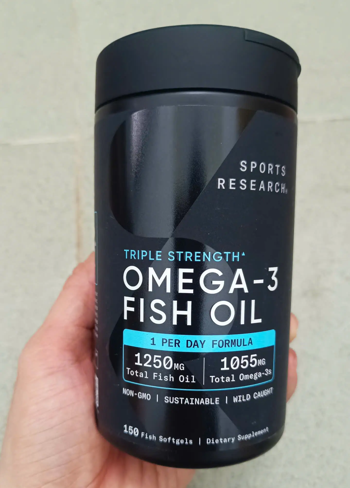 Dầu cá Sports Research Triple Strength Omega 3 Fish Oil 1250mg 150 viên Của Mỹ Dầu cá Sports Research Triple Strength Omega-3 Fish Oil 150 Fish Softgels