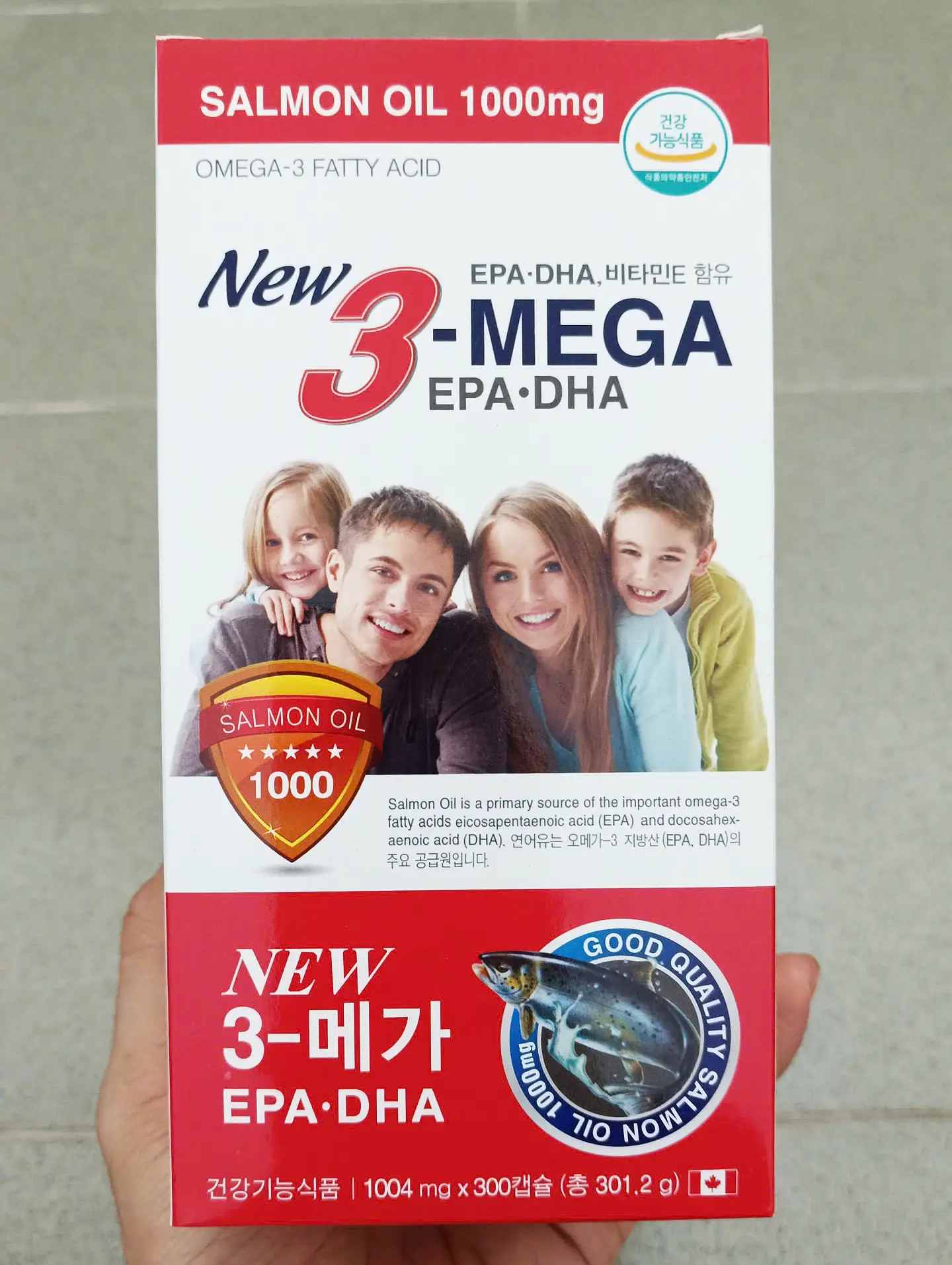 Dầu cá hồi New 3 Mega Salmon Oil 1000mg 300 viên của Hàn Quốc Dầu cá hồi New 3 Mega Salmon Oil 1000mg Hàn Quốc