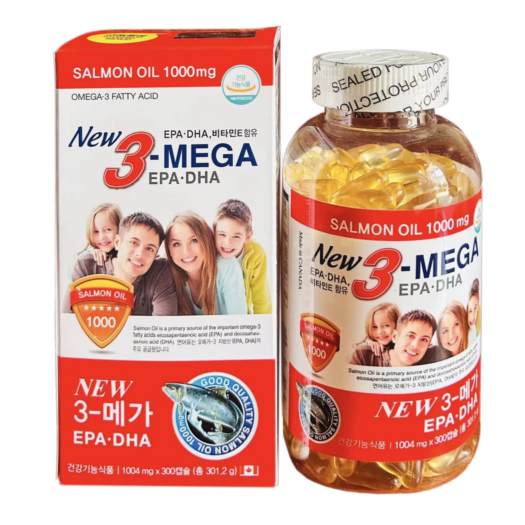 Dầu cá hồi New 3 Mega Salmon Oil 1000mg 300 viên của Hàn Quốc Dầu cá hồi New 3 Mega Salmon Oil 1000mg Hàn Quốc