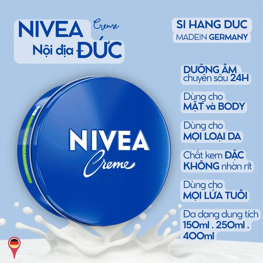 Kem dưỡng Nivea Creme 400ml của Đức Kem dưỡng ẩm Nivea Creme 150,250,400 ml nội địa Đức