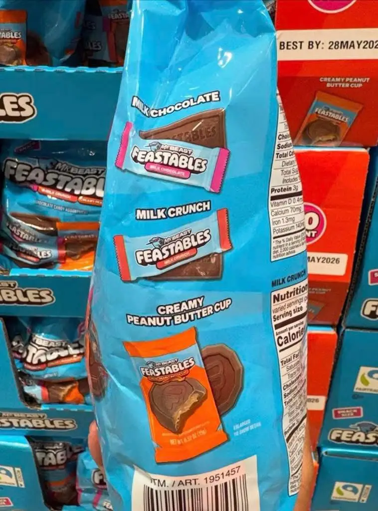 Socola Mr Beast Feastables túi 70 gói 909g của Mỹ TÚI 70 GÓI (909G) +Socolla MrBeast