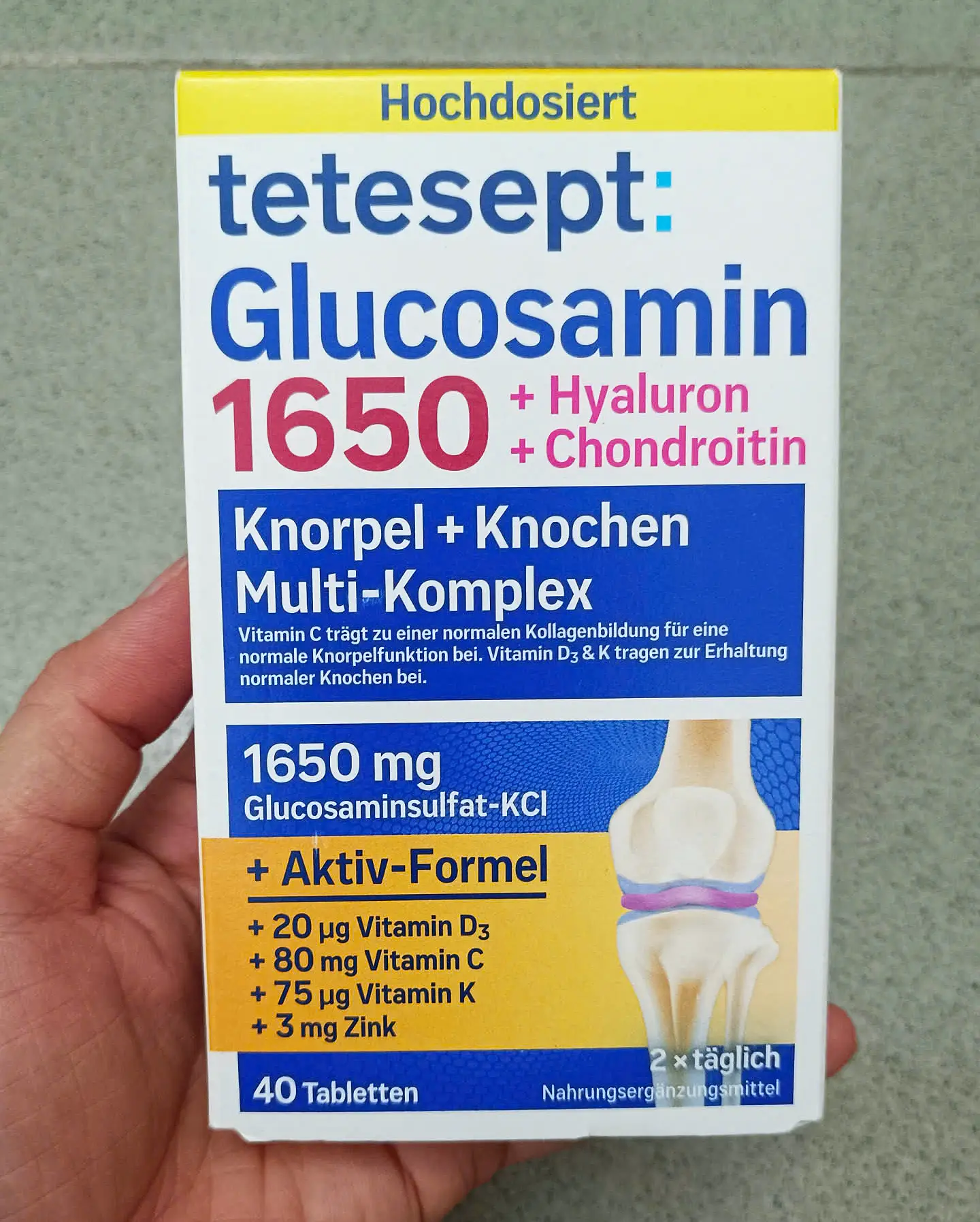 Viên uống Tetesept Glucosamin 1650 + Hyaluron + Chondroitin 40 viên của Đức Thuốc Bổ Xương Khớp Tetesept Glucosamin 1650, 40 viên