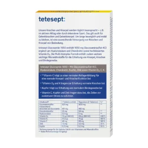Viên uống Tetesept Glucosamin 1650 + Hyaluron + Chondroitin 40 viên của Đức Thuốc bổ khớp Tetesept Glucosamin 1650, 40 viên