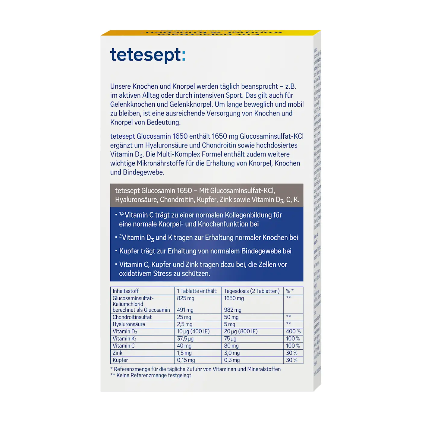 Viên uống Tetesept Glucosamin 1650 + Hyaluron + Chondroitin 40 viên của Đức Thuốc bổ khớp Tetesept Glucosamin 1650, 40 viên