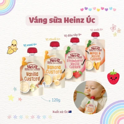 Set 10 váng sữa Heinz Custard túi 120g của Úc Váng sữa Heinz Custard Úc túi 120g