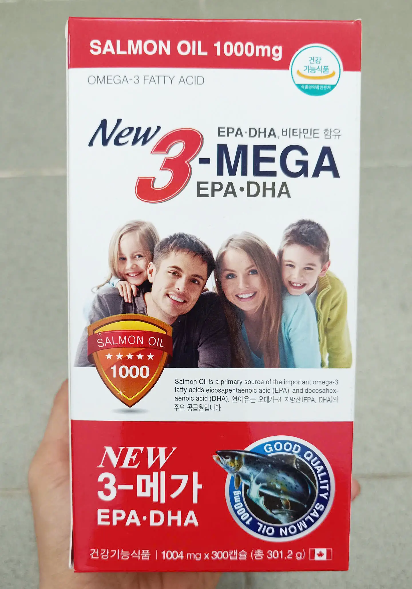 Dầu cá hồi New 3 Mega Salmon Oil 1000mg 300 viên của Hàn Quốc Viên Uống Dầu Cá Omega 3 Hàn Quốc New 3 Mega EPA DHA 1000mg 300 Viên