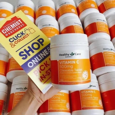 Viên nhai Vitamin C Healthy Care 300 viên của Úc Viên ngậm Healthy Care Vitamin C 500mg của Úc lọ 300 viên