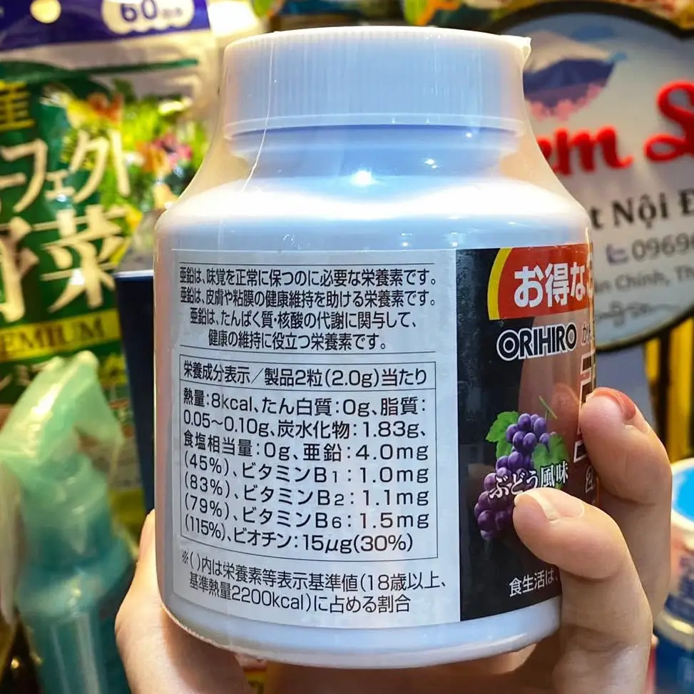 Viên nhai kẽm Orihiro Zinc 180 viên của Nhật Bản Viên nhai Orihiro Most Chewable Zinc 180 viên