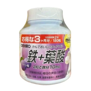 Viên sắt acid folic Orihiro Most Chewable Iron Nhật Bản
