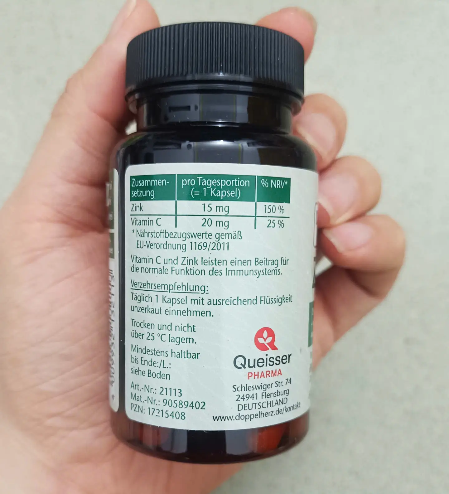 Viên uống thuần chay Doppelherz Zink + C 60 viên của Đức Viên uống Doppelherz Zink + C 60 viên thuần chay