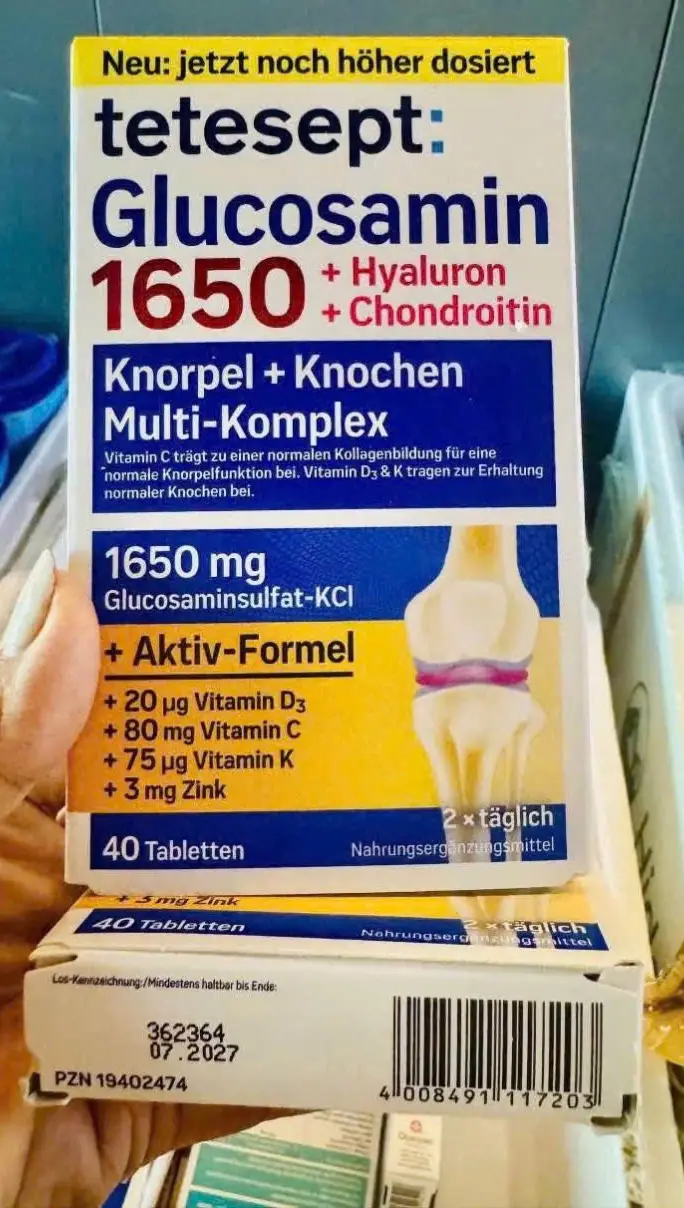 Viên uống Tetesept Glucosamin 1650 + Hyaluron + Chondroitin 40 viên của Đức Viên uống bổ khớp Glucosamin 1650 Tetesept 40 viên