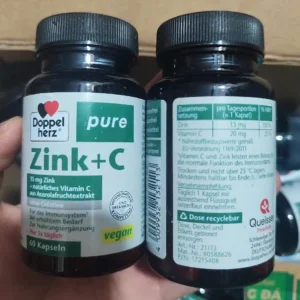 Viên uống thuần chay Doppelherz Zink + C 60 viên của Đức Viên uống bổ sung kẽm, vitamin C Zink + C Dopple dòng Vegan