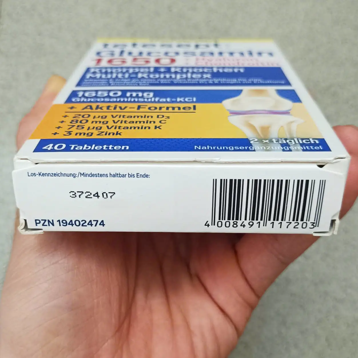 Viên uống Tetesept Glucosamin 1650 + Hyaluron + Chondroitin 40 viên của Đức Viên uống hỗ trợ xương khớp Tetesept Glucosamin 1650 Đức 40 viên