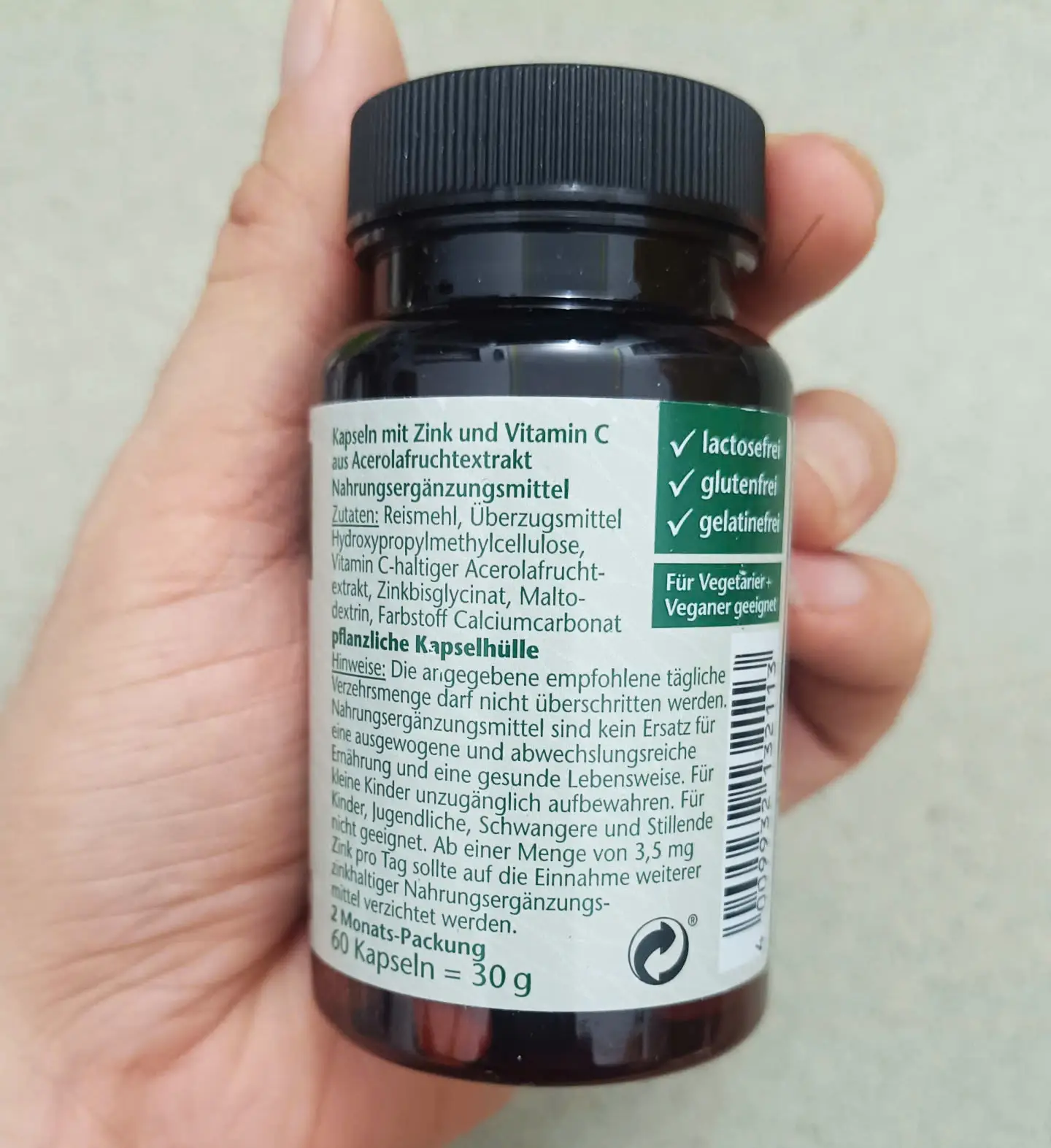 Viên uống thuần chay Doppelherz Zink + C 60 viên của Đức Viên uống kẽm C thuần chay Doppelherz Pure Zink + C Vegan, 60 viên