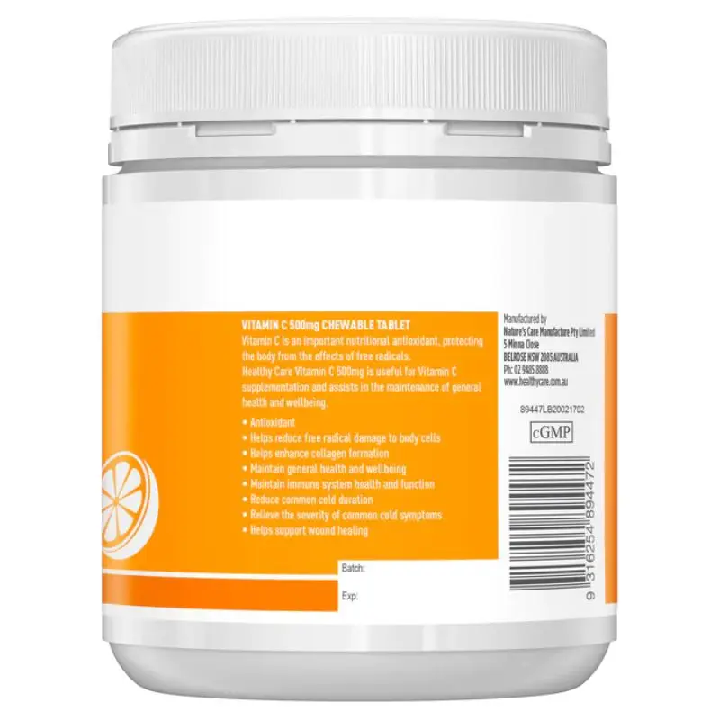 Viên nhai Vitamin C Healthy Care 300 viên của Úc Vitamin C Healthy Care Vitamin C 500mg của Úc lọ 300 viên