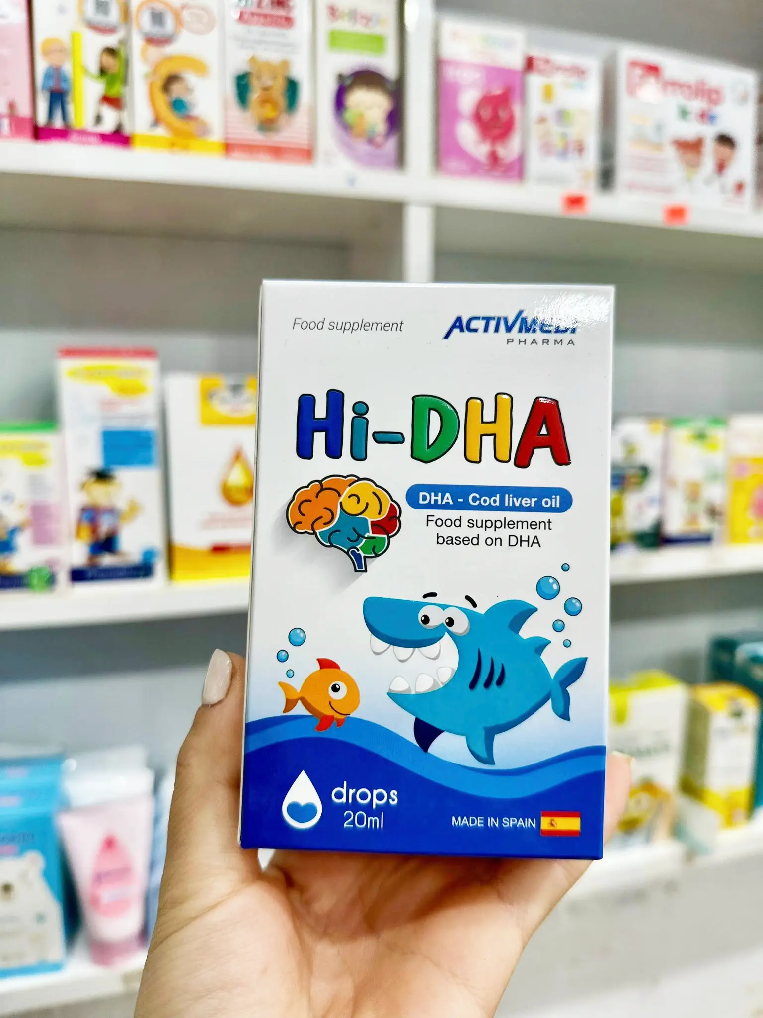 Dầu gan cá tuyết Hi-DHA ActivMedi Pharma 20ml của Tây Ban Nha HI DHA bổ sung DHA cho bé ACTIVMEDI PHARMA HiDHA