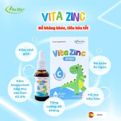 Kẽm Hữu Cơ Nhỏ Giọt Vita ZinC Hỗ Trợ Ăn Ngon Tăng Cân