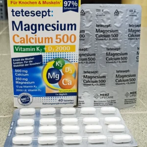 Viên uống Tetesept Magnesium Calcium 500 + Vitamin K2 + D3 2000 hộp 40 viên của Đức Magnesium Calcium 500 Vitamin K2+D3 2000 tetesept 40 viên của Đức