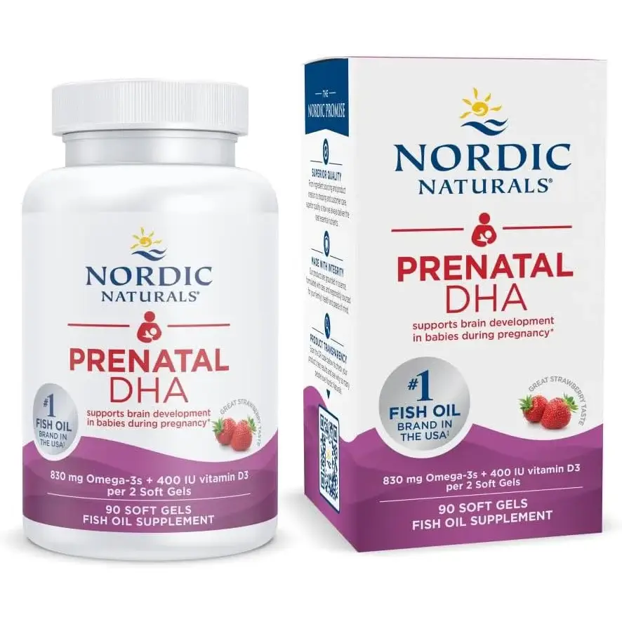 DHA cho bà bầu Nordic Naturals Prenatal DHA 90 viên vị dâu của Mỹ NORDIC NATURALS PRENATAL DHA, STRAWBERRY - 830 MG OMEGA-3 90 viên