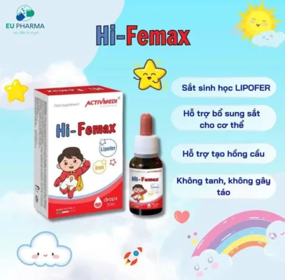 Sắt Lipofer hữu cơ dạng giọt cho trẻ Hi-Femax, lọ 30ml