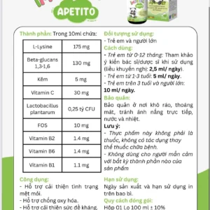 Siro tăng đề kháng Imuvital Apetito Vita Life 100ml của Tây Ban Nha Siro ăn ngon Imuvital Apetito Vita Life 100ml của Tây Ban Nha