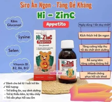 Siro kẽm hữu cơ Hi ZinC Appetito giúp trẻ ăn ngon 100ml