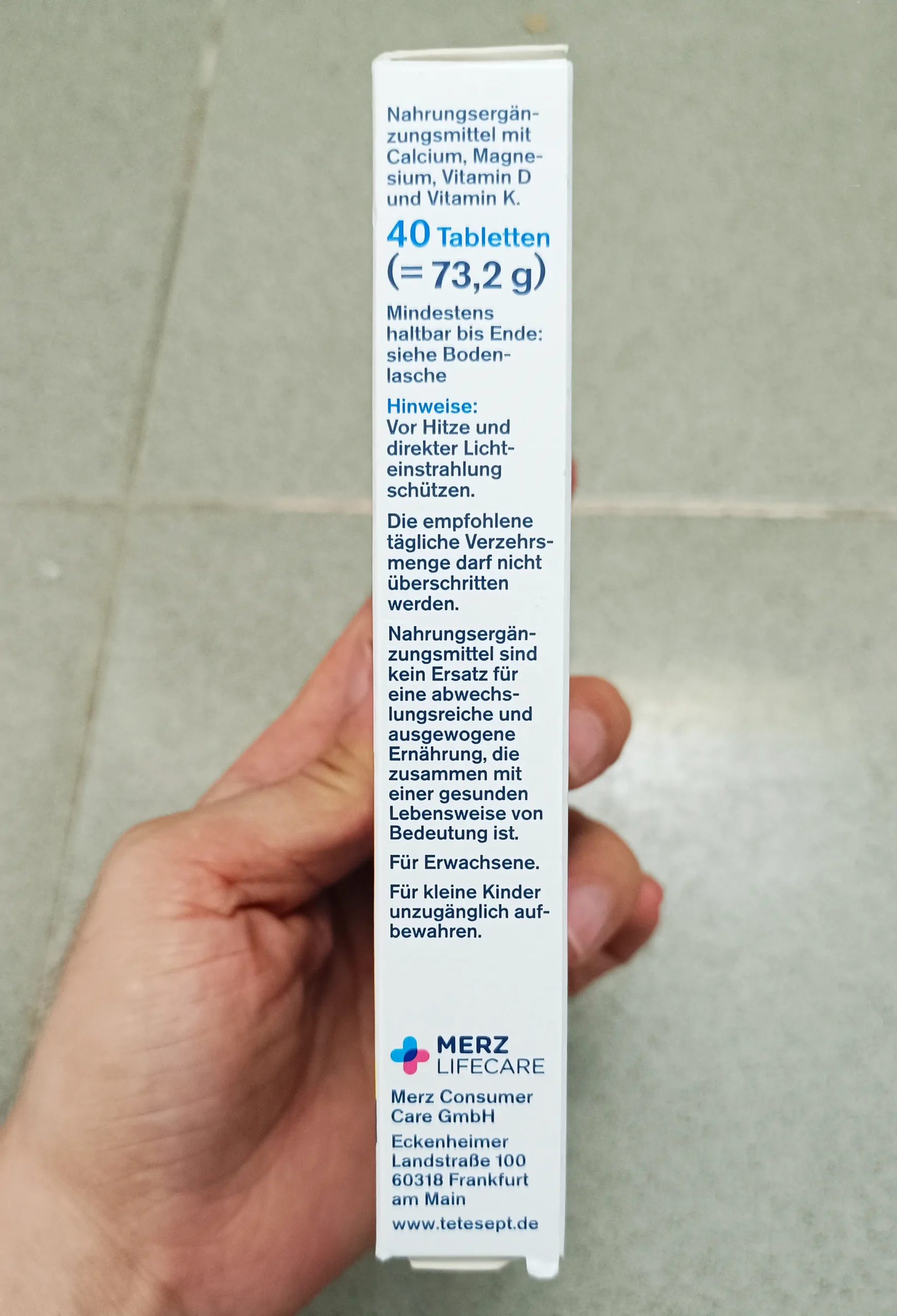 Viên uống Tetesept Magnesium Calcium 500 + Vitamin K2 + D3 2000 hộp 40 viên của Đức Viên uống Magnesium Calcium 500 Vitamin K2+D3 2000 tetesept