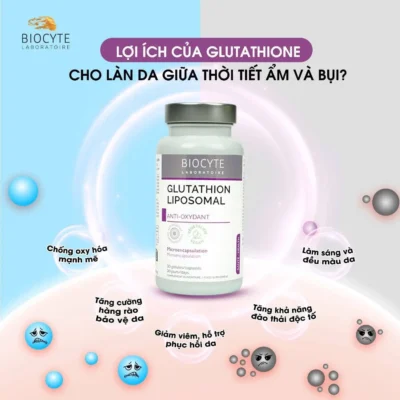 Viên uống ngừa thâm nám Glutathion Liposomal Biocyte (L-Glutathione) 30 viên