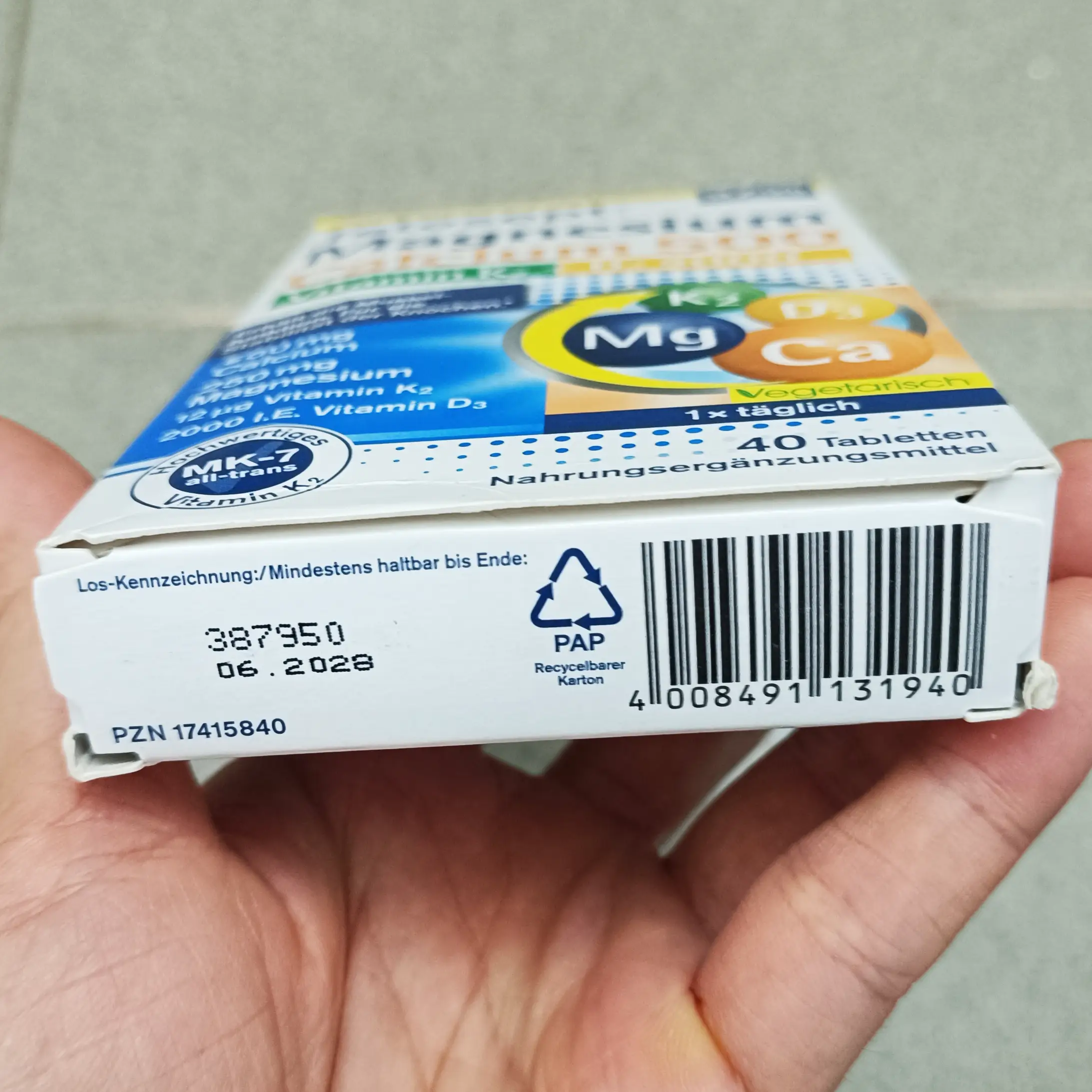 Viên uống Tetesept Magnesium Calcium 500 + Vitamin K2 + D3 2000 hộp 40 viên của Đức Viên uống tetesept Magnesium Calcium 500 Vitamin K2 + D3 2000 40 viên