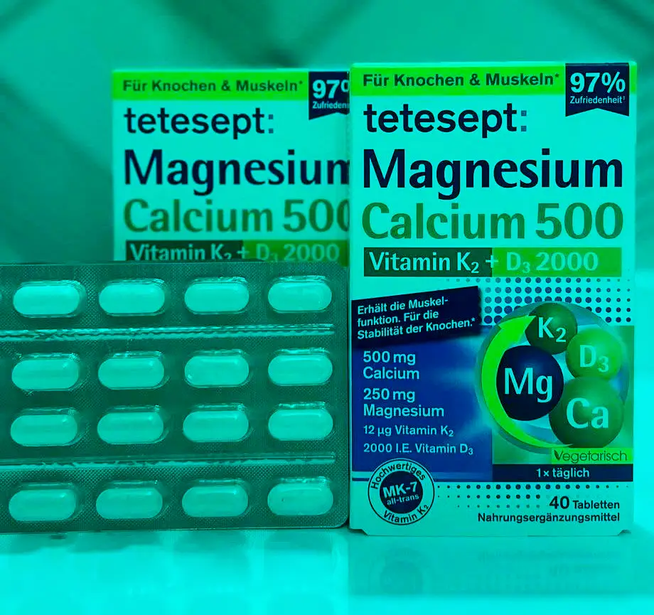 Viên uống Tetesept Magnesium Calcium 500 + Vitamin K2 + D3 2000 hộp 40 viên của Đức Viên uống tetesept Magnesium Calcium 500 Vitamin K2 + D3 2000