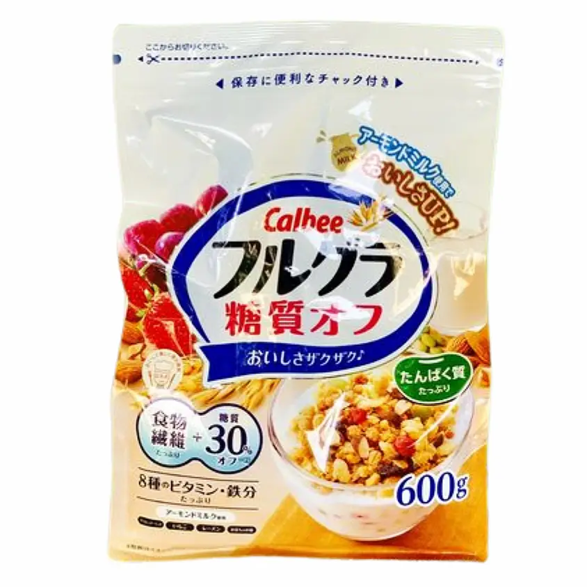 Ngũ cốc Calbee trắng ít đường 600g của Nhật Bản Ngũ cốc Calbee gói màu trắng ít đường 600g