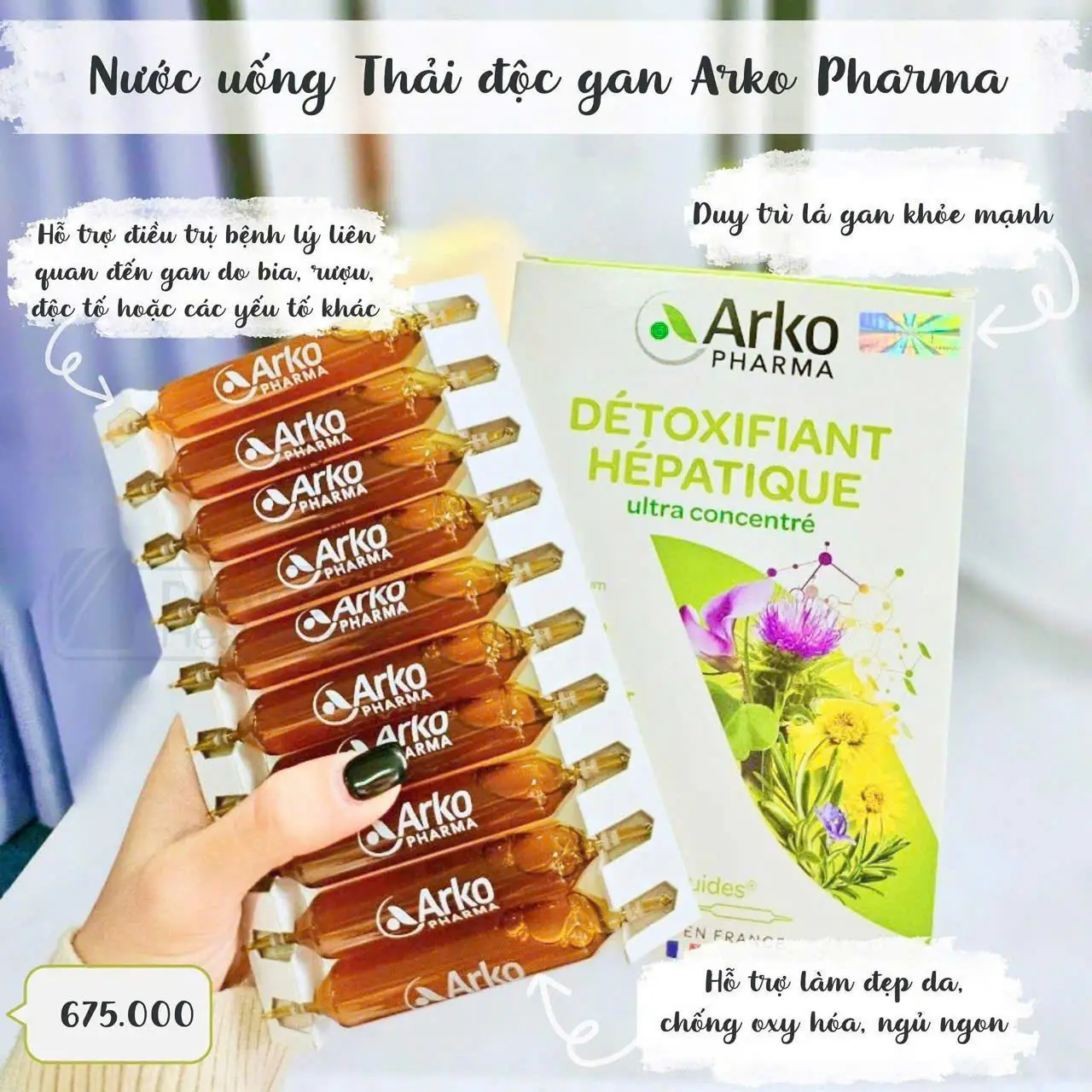 Nước uống thải độc gan Arkopharma Detoxifiant Hepatique 30 ống của Pháp Nước uống thải độc gan Arkopharma Detoxifiant Hepatique 30 ống