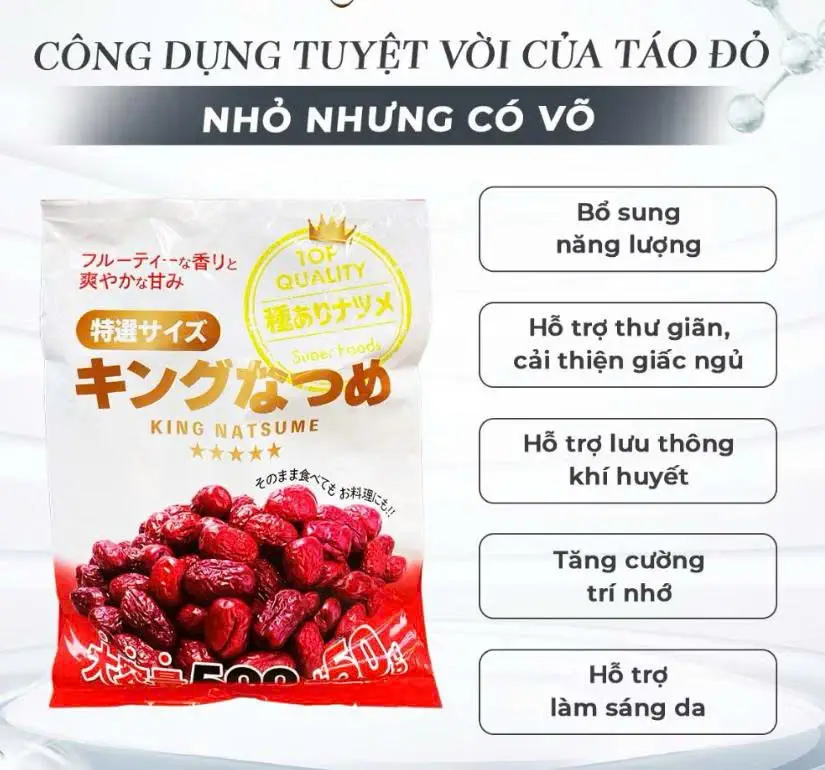 Táo đỏ King Natsume 550g của Nhật Bản Táo đỏ sấy khô King Natsume nội địa Nhật Bản