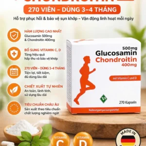 Viên uống bổ sụn khớp Glucosamin 500mg + Chondroitin 400mg 270 viên của Đức Thuốc Bổ Xương Khớp Glucosamin 500 mg Chondroitin 400 mg, hộp 270 viên
