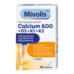 Viên uống Mivolis Calcium 600 + Vitamin D3 + K1 + K2, 30 viên - Hàng Đức