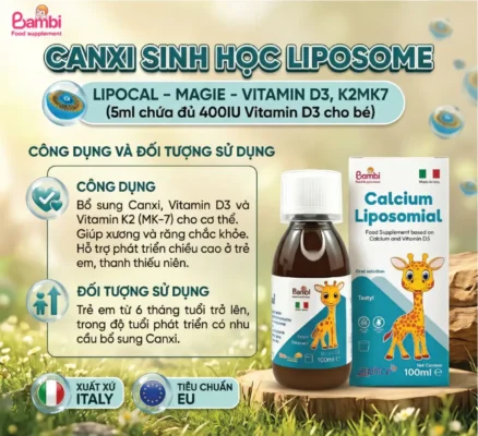 Canxi sinh học cho bé Bambi Calcium Liposomial 100ml