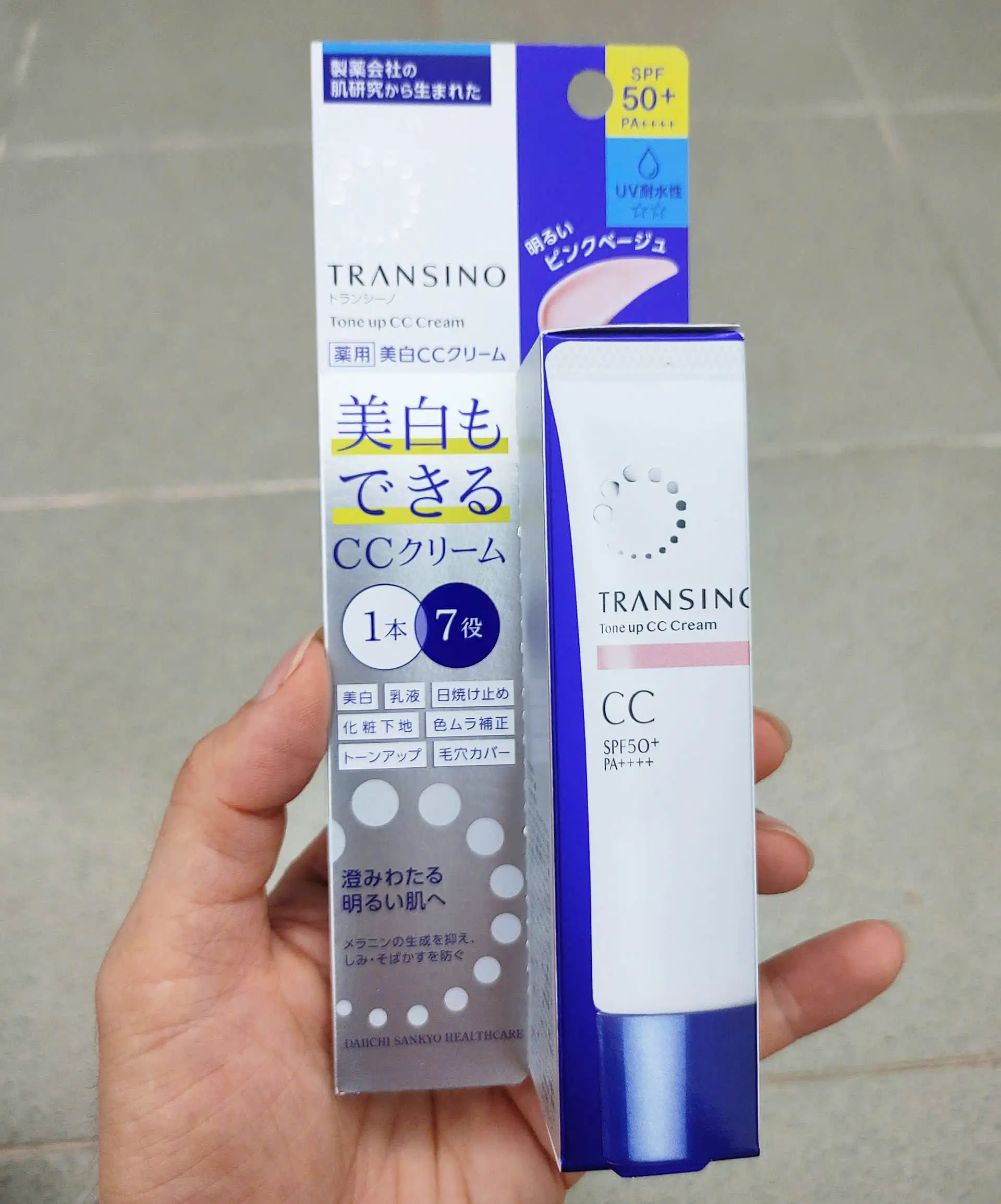 Kem nền Transino Tone Up CC Cream SPF50+ PA++++ 30g của Nhật Bản Kem CC cream Transino tone hồng SPF50+ PA+++ tuýp 30g tone sáng hồng