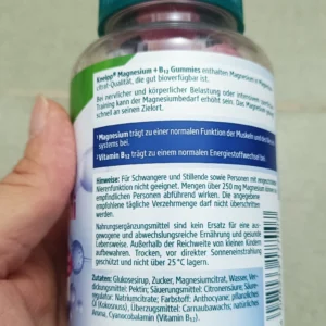 Viên nhai Kneipp Magnesium + B12 Gummi 60 viên vị mâm xôi của Đức Viên nhai Kneipp Magnesium + B12 Gummi 60 viên mâm xôi